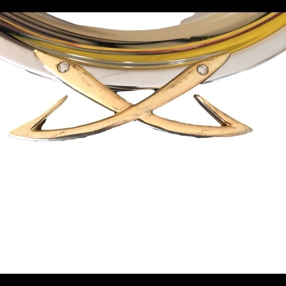 VTG  Pedestal Cake Plate Stainless Steel Black Glass Pedestal Cocktail Party - Picture 5 of 5